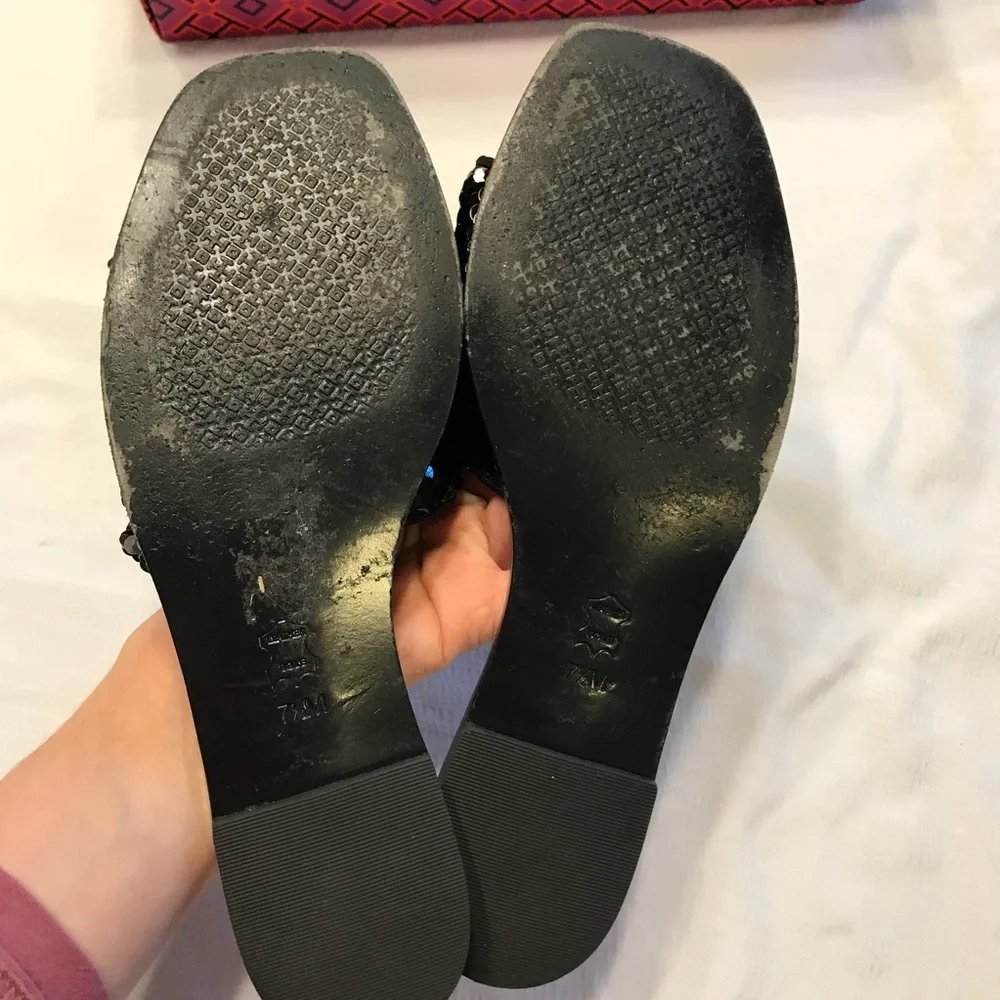 Tory Burch‎ carter sequin black and silver sandals